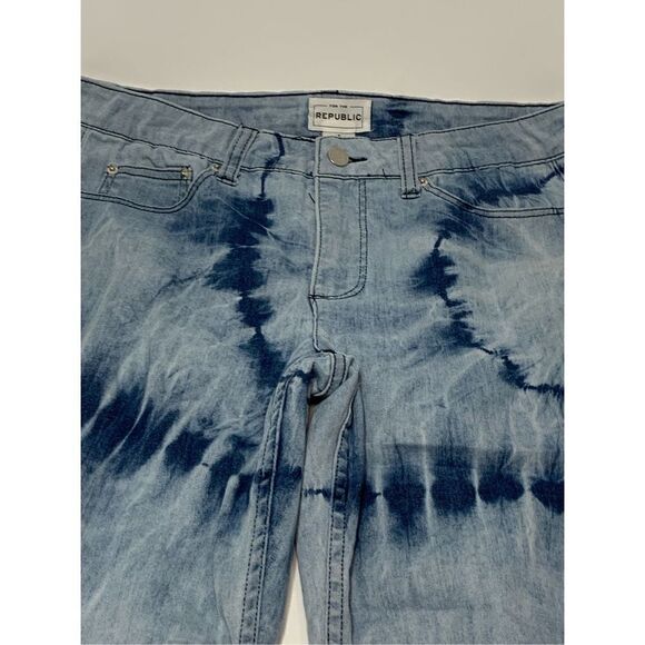 For The Republic Women's Five Pocket Ti Dye Straight Jeans Blue Size 6 - Picture 3 of 6